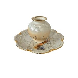 Cherish Porcelain Mini Bud Vase With Saucer Cream Gold
